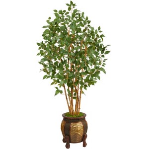 Nearly Natural 5.5-ft Ficus Bushy Artificial Tree in Decorative Planter - 1 of 4