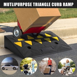 Rubber Curb Ramp, Rise Height Sidewalk Curb Ramp,Driveway Ramp or Forklifts, Trucks, Buses, Cars, Wheelchairs, Bikes - 1 of 4
