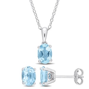 EVERLY JEWELRY | Sterling Silver Created Gemstone and Multiple Gemstones 2-Piece Set of Pendant with Chain and Earrings. - 1 of 3