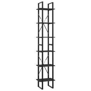 vidaXL 6-Tier Engineered Wood Book Cabinet - Modern Industrial Gray Bookshelf with 6 Shelves - Easy Assembly and Maintenance Required - 1 of 4