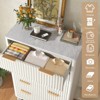 AMERLIFE Fluted Drawer Dresser with Faux Marble Top, Wide Chest of Drawers for Bedroom, Living Room, Hallway, Entryway - 4 of 4