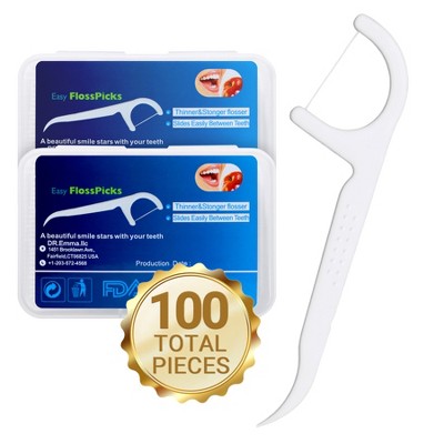 YEVYO 100 PCS Dental Floss Picks for Teeth Cleaning - 2-in-1 Tooth Flossers with Grip Handle Dental Pick - Ideal Flossing Picks for Adults, Office