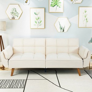 IULULU Sofa Bed, Modern Convertible Linen Futon Couch - 1 of 4