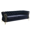 Modern Velvet 3-Seater Sofa with Gold Metal Accents - 2 of 4