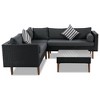 Nestfair 4pc Wicker Outdoor L-Shaped Sectional Sofa Set with Gray Cushions Black - 3 of 4