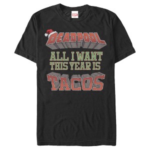 Men's Marvel Christmas Deadpool Wants Tacos T-Shirt - 1 of 4