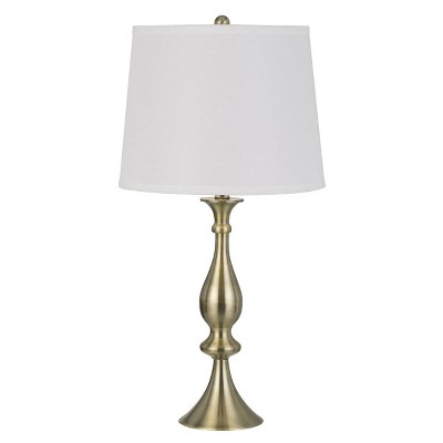 28" 3-way Metal Pori Table Lamps with Taper Drum Hardback Shade Antique Brass - Cal Lighting