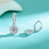 Sterling Silver Moissanite Snowflake Drop Earrings White Gold Plated Hoop Dangle Jewelry for Women - 3 of 4