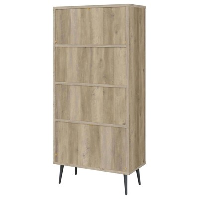 Maeve 70" Mid Century Modern Gray Wood Bookcase with Drawers