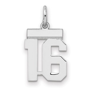 Black Bow Jewelry Sterling Silver, Athletic Collection, Small Polished Number 16 Pendant - 1 of 3