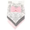 Hudson Baby Infant Girl Cotton Bib and Headband Set 5pk, Damask, One Size - 2 of 4