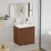 APRILSOUL Bathroom Vanity, Mid-Century Wall Mounted Floating Cabinet with 2 Closing Doors, Wood Grain Texture, Walnut - 3 of 4