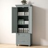 Tall Storage Cabinet with 2 Drawers and Adjustable Shelf, Freestanding MDF Organizer with 2 Doors and Anti-Tip Kit - 2 of 4