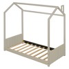 Twin Size Velvet House Bed Wood Bed Beige - 3 of 4