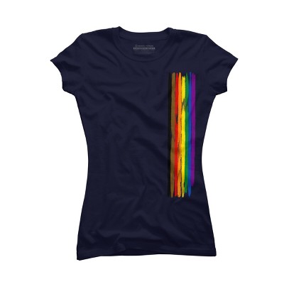 Adult Design By Humans Pride Rainbow Vertical Stripe By alphalezbean T-Shirt