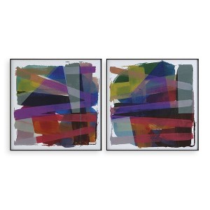 Uttermost Vivacious Framed Prints, Set of 2 – Colorful Abstract Wall Art with Black Metal Frames, 30" Square - 1 of 4