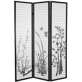 Legacy Decor Bamboo Floral Room Divider Screen