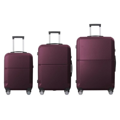 FURNIinspire Bag And Luggage Sets 3 Piece Rolling Luggage, Travel Hard Suitcase with Wheels, Stylish Suitcase Set, Purple, 21.06"*11.81"*30.31"