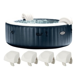INTEX PureSpa Plus 6 Person Inflatable 85" Round Hot Tub Bubble Jet Spa with 170 Bubble AirJets and 4 Cushioned Foam Hot Tub Headrest Pillows, White - 1 of 4