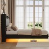 Homhougo Queen Size Floating Bed Frame with RGB LED Lights & Charging Station Black - 3 of 4