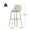 Modern Metal Counter Height Barstools,Upholstered Bar Stools with Footrest and Metal Base,Low Backrest Bar Counter Barstools-Coolbibila - 4 of 4