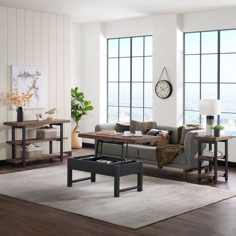 4pc 42&#34; Pomona Living Room Set with Lift Top Coffee Table, Console Table and Two End Tables Rustic Natural - Bolton Furniture, 2 of 15