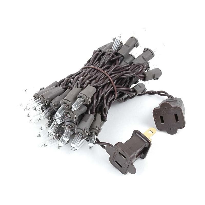 Novelty Lights 50 Light Incandescent Mini Christmas String Lights Brown Wire 11 Feet, 2 of 7