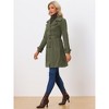 Allegra K Women's Faux Suede Notched Lapel Strap Cuff Solid Double Breasted Tie Belt Trench Coat - 3 of 4