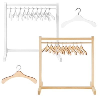 Etokfoks 11 Pcs Doll Garment Rack Set with Wooden Clothes Hangers Fits 18 Inch Doll Clothes Mini Wardrobe Accessory for Dollhouse — фото 7