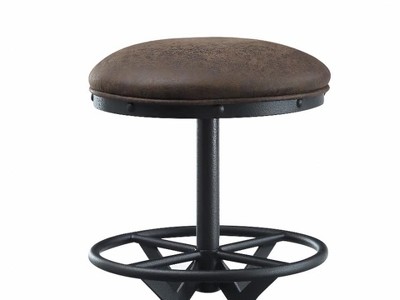 Salvaged Brown & Black Adjustable Swivel Barstool