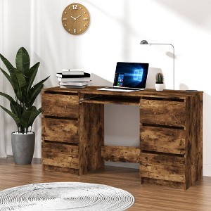 vidaXL Writing Desk Smoked Oak 55.1 in.x19.7 in.x30.3 in. Engineered Wood - 1 of 4