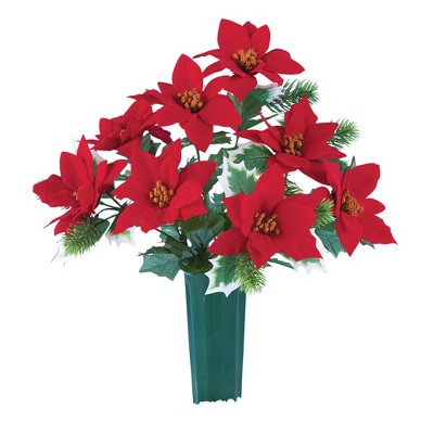 Collections Etc Poinsettia Memorial Vase Outdoor Stake