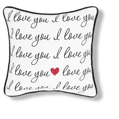 C&F Home 10" x 10" I Love You Script Valentine's Day Embroidered Accent Pillow
