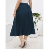Clearlove Plus Size Pleated Skirt Women's Elastic Waist Boho  Midi Skirts with Pockets - 3 of 4