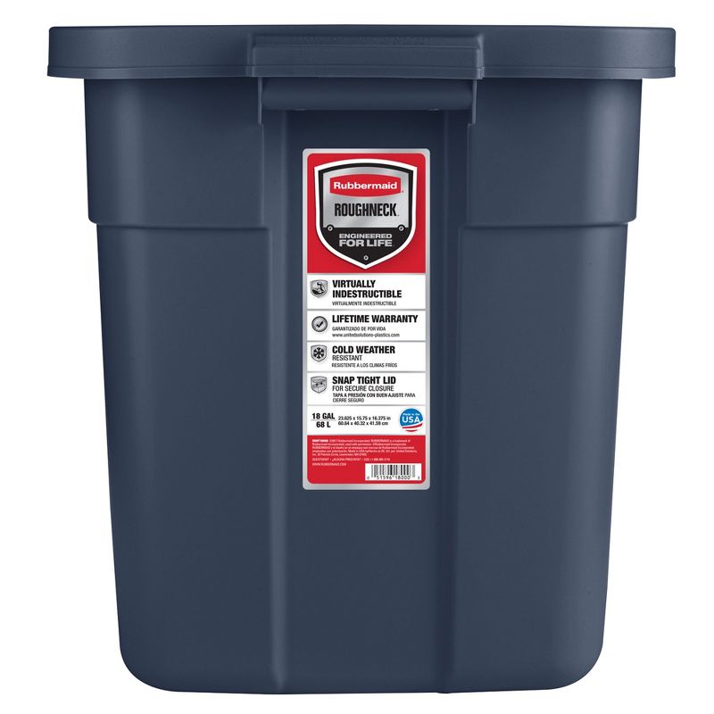 Rubbermaid Roughneck 18 Gallon Rugged Storage Tote in with Lid and Handles for Home, Basement, Garage, (6 Pack), 3 of 7