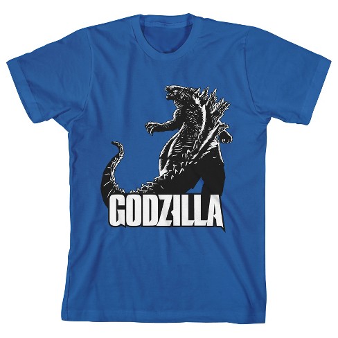 Godzilla Vs. Kong Black And White Godzilla Art Boy’s Royal Blue T-shirt ...