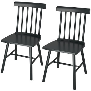 Aghana Digitals Windsor Farmhouse Dining Chairs Set of 2, Black Rubber Wood Frame with Spindle Back - 1 of 4