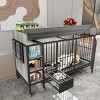 LAOTIES Large Rolling Pet Cage with Feeding Drawer And Storage Cabinet,Indoor Crate with Stainless Steel Bowls - 3 of 4