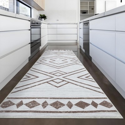 Modern Washable Geometric Area Rug Low Pile Non Slip Floor Carpet Non Shedding Stain Resistant Decorative Mat