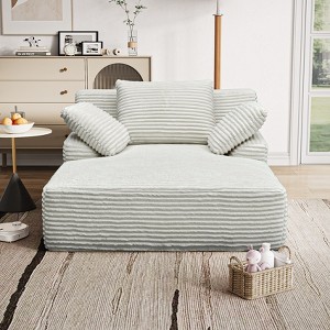 GDFStudio Gray 51'' Modern Corduroy Upholstered Chaise Lounge with Backrest Pillow and 2 Throw Pillows - 1 of 4