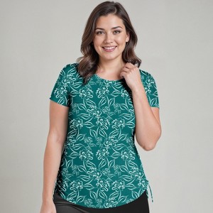 Calypsa Women's UPF 50+ Short Sleeve Adele Swim Top - 1 of 4