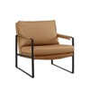 HOMLUX Genuine Leather Lounge Chair Mid-century Accent Chair with Upholstery-wrapped Padded Armrests - 2 of 4