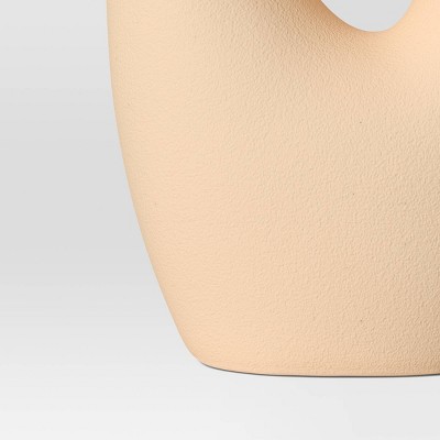 Beige Ceramic Organic Modern Ring Vase