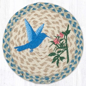 Earth Rugs Hummingbird Printed Round Jute Trivet 10"x10" Decorative Hot Pad - 1 of 3