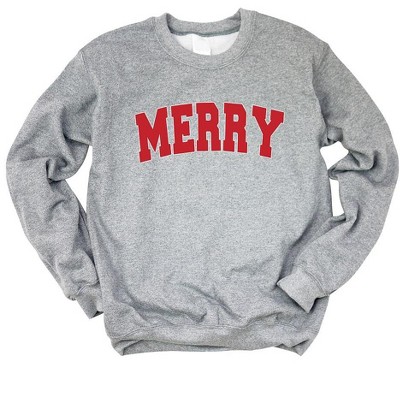 Simply Sage Market Women's Graphic Sweatshirt Merry Varsity White Outline