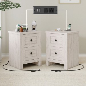 AMERLIFE Nightstand Set of 2 with Charging Station - 1 of 4