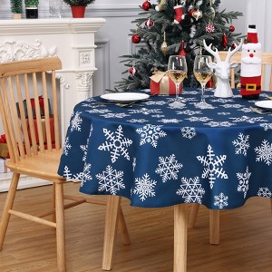 Christmas Tablecloth - Waterproof & Wrinkle-Resistant with Snowflake Pattern - Red/Green/Blue Holiday Dining Table Covers - 1 of 4