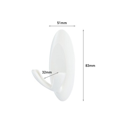 White Plastic Adhesive Double Hook