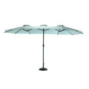 DOMETOUR 14.8 Ft Double Sided Outdoor Umbrella Rectangular Large with Crank ( Light green ) - 1 of 4