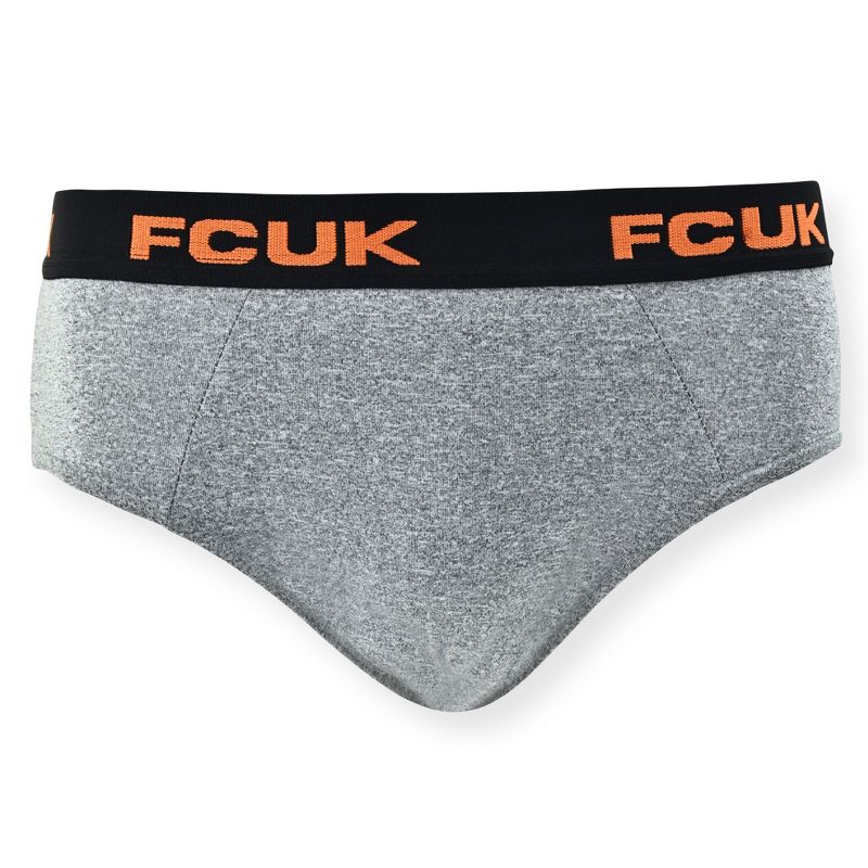 French Connection Men's 4 Pack 360 Stretch Hip Briefs - Premium Underwear for Men in Black, Grey, Dark Grey, Black/Orange Size: XX Large, 4 of 8